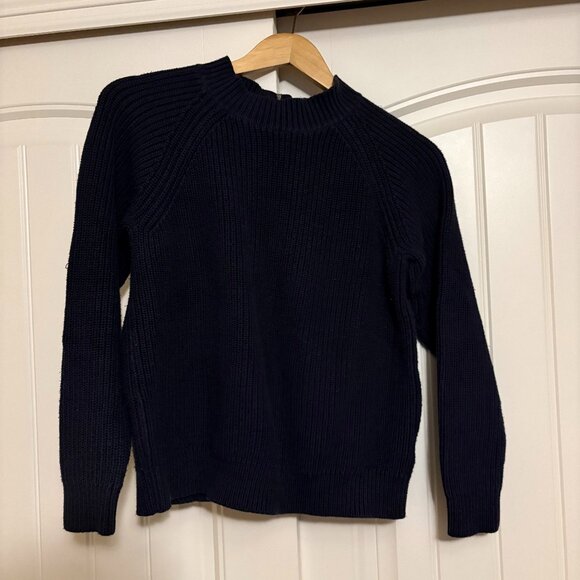 H&M Sweaters - H&M Mock Neck Sweater Small Solid Black Full Zip Back Chunky Knit Cotton Blend